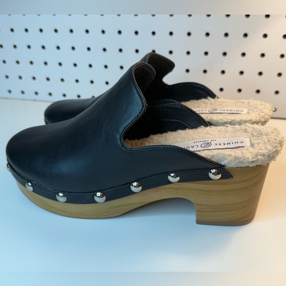 Chinese Laundry Black Call Out Clog Platform Block Heel Mules 7.5M Classic Retro - Picture 9 of 15